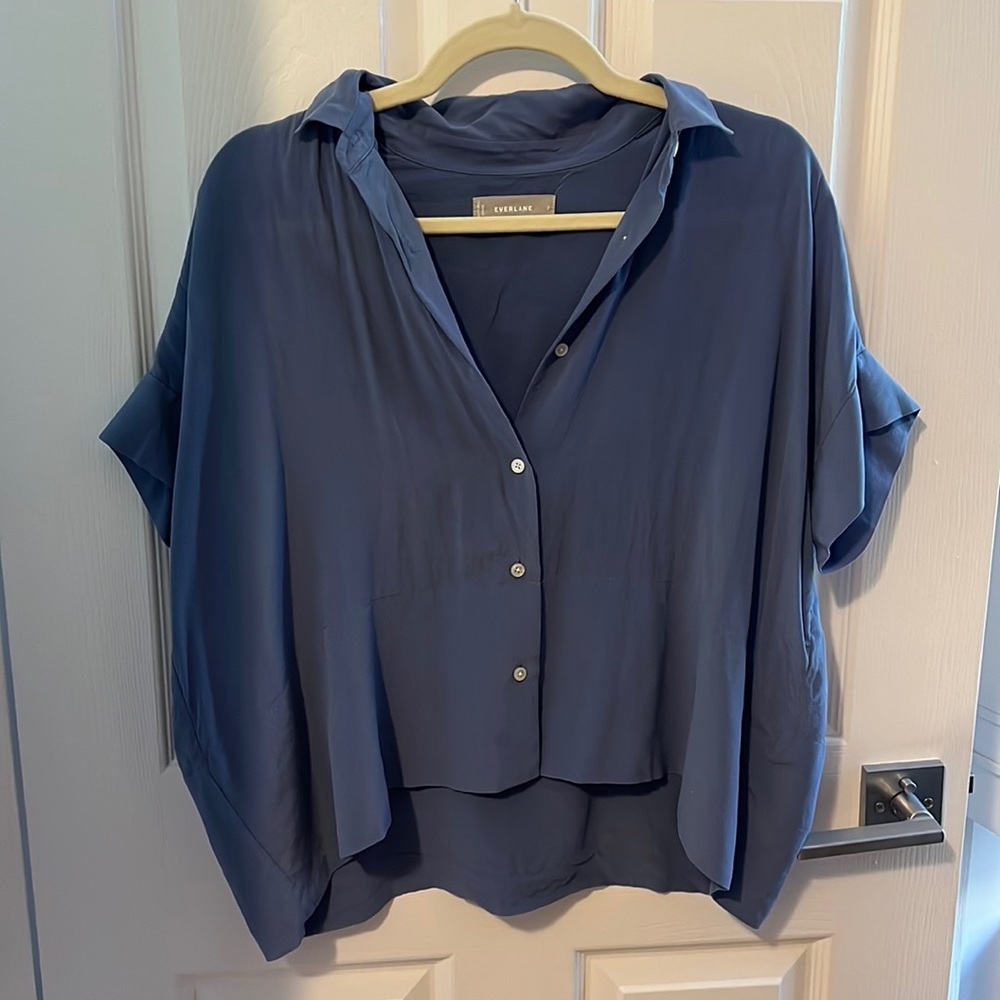 The Clean Silk Short-Sleeve Square Shirt - French Blue